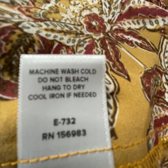 Evereve Womens Floral Print Boho Blouse M - Mustard Yellow Keyhole Neckline - Picture 3 of 9